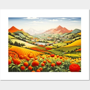 Countryside Concept Abstract Colorful Scenery Painting Posters and Art